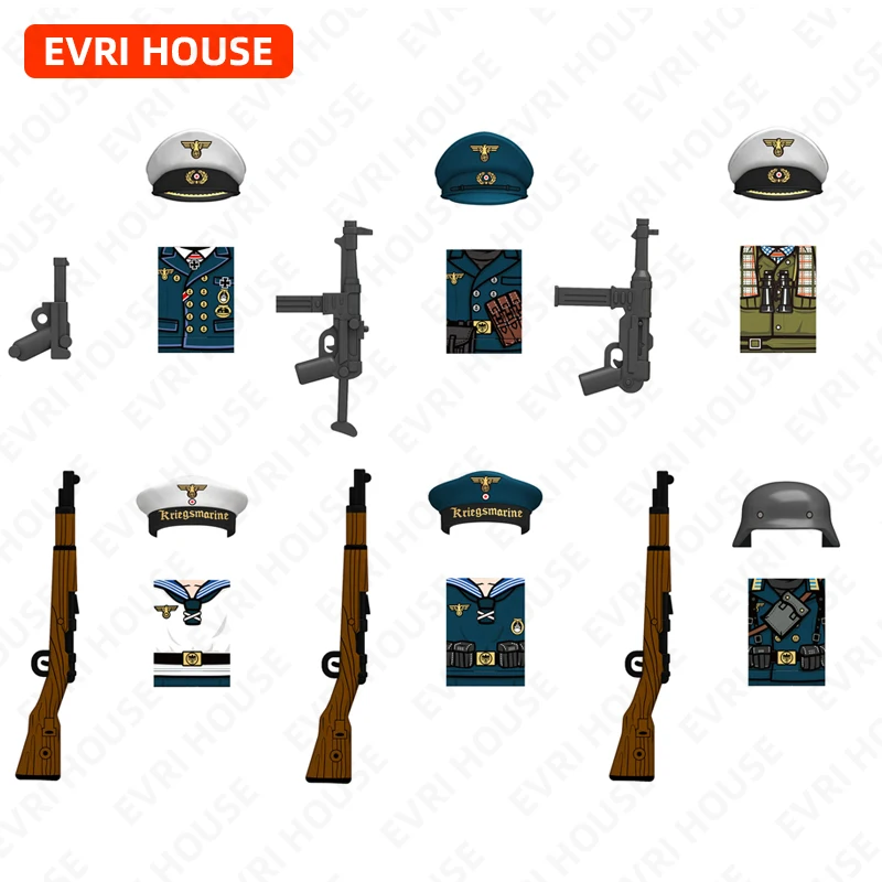 

Obermaat Building Block Dolls Mini Bricks Action Figures U-boat Commander Gefreiter Assembly Toys for Children N661-666