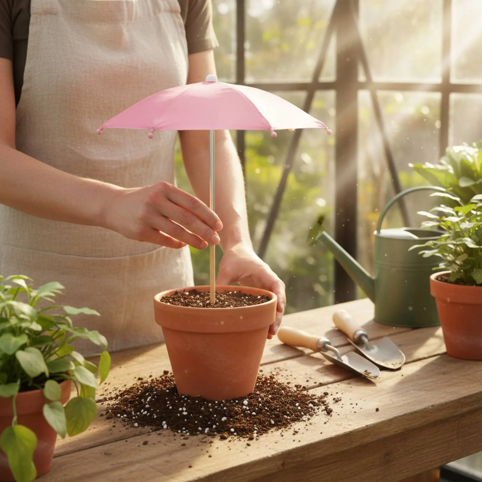 Potted Plant Sunshade Easy Installation Flower Pot Plant Cover Mini Plant Umbrella Reusable Fleshy-Leaved Plant Sun Cover