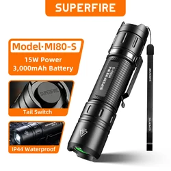 SUPERFIRE MI80-S Haute puissance led lampe de poche Super Lumineux 1100LM EDC Torche Portable flash lumières Pêche Camping Lanterne Extérieure