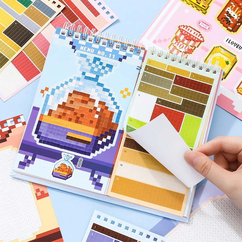 30pcs Pixel Art Vending Machine Series Sticker Book 3.0 Spiral Bound Creative Pixel Journal DIY Notebook Album Decor image 5
