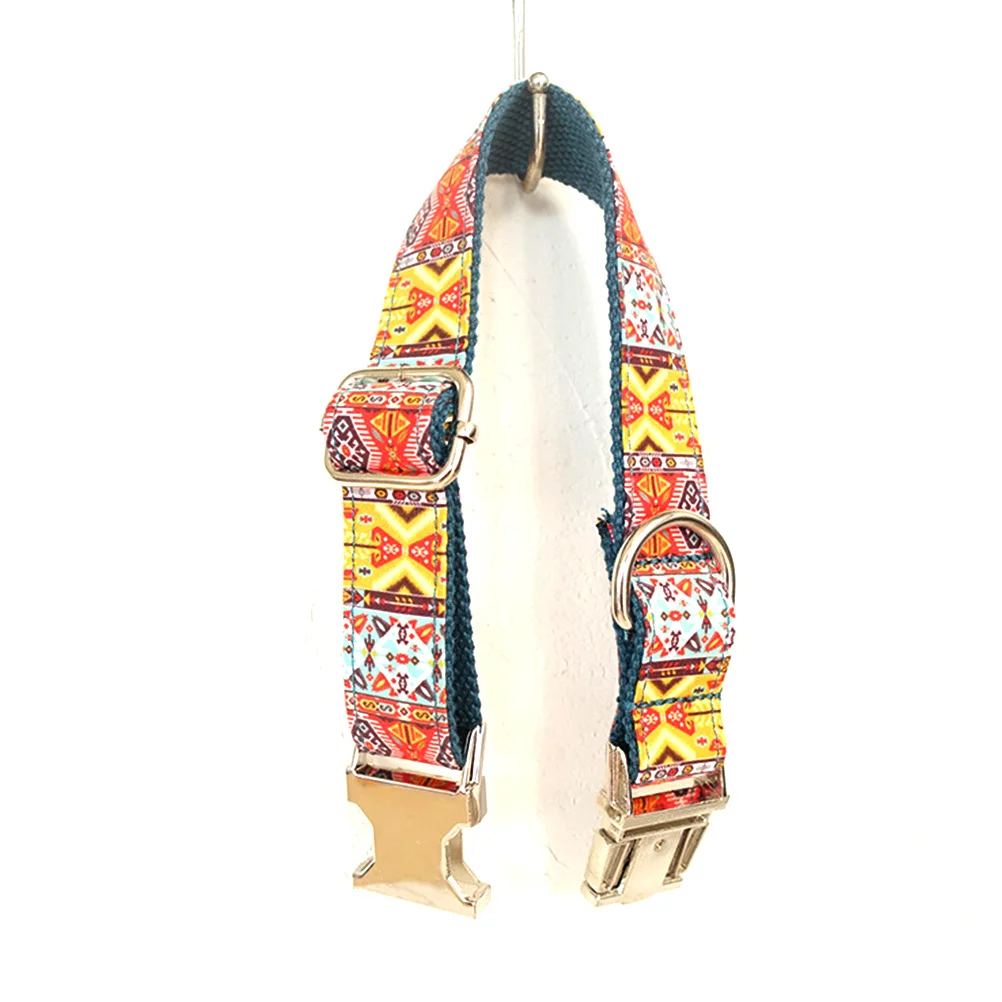 

Metal Buckle Size L Durable Adjustable Pet For Walking Handmade Bohemian Style Dog Collar Pet Dog Cat Collar