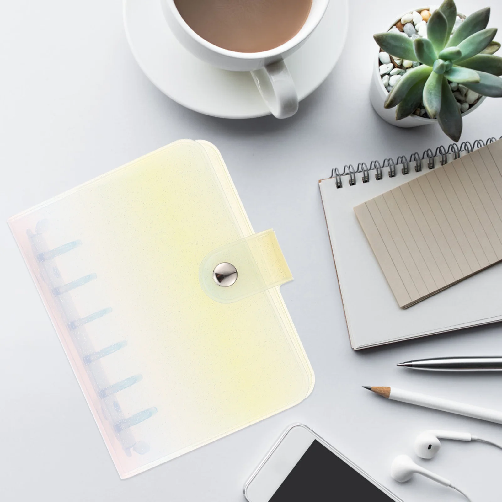 

Rainbow Loose-Leaf Notebook Cover PVC Case Office Classroom Personal Planner Binder Notepad Cover Clear Binder