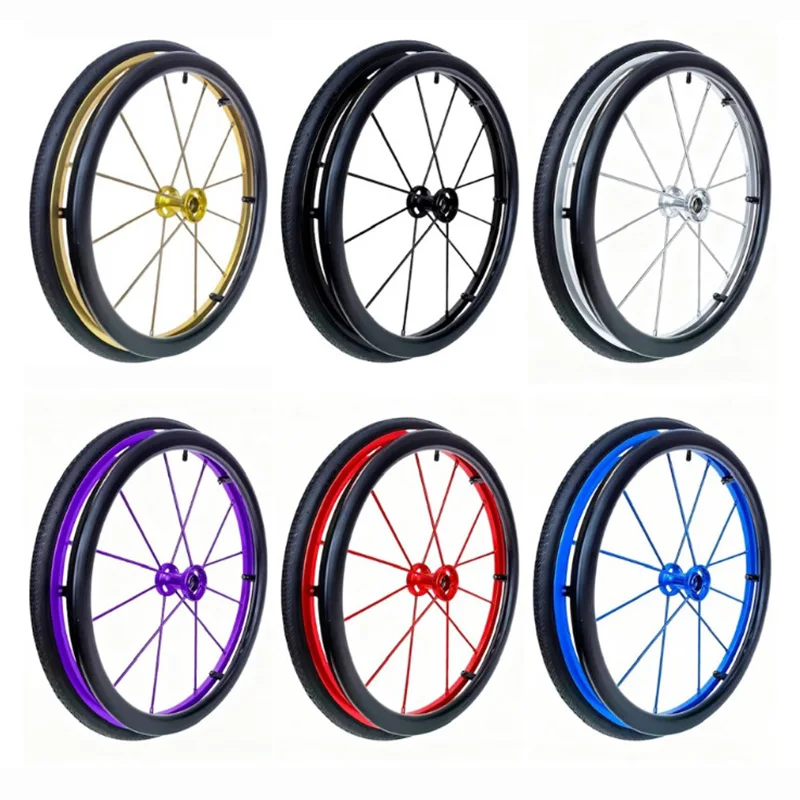 24X1(25-540) Universal Wheelchair Rear Wheel with Inflatable Puncture-Proof Tire, Aluminum Alloy Double-Layer Rim, 12/12.7mm Bearings, One Each for Left and Right (Pair)