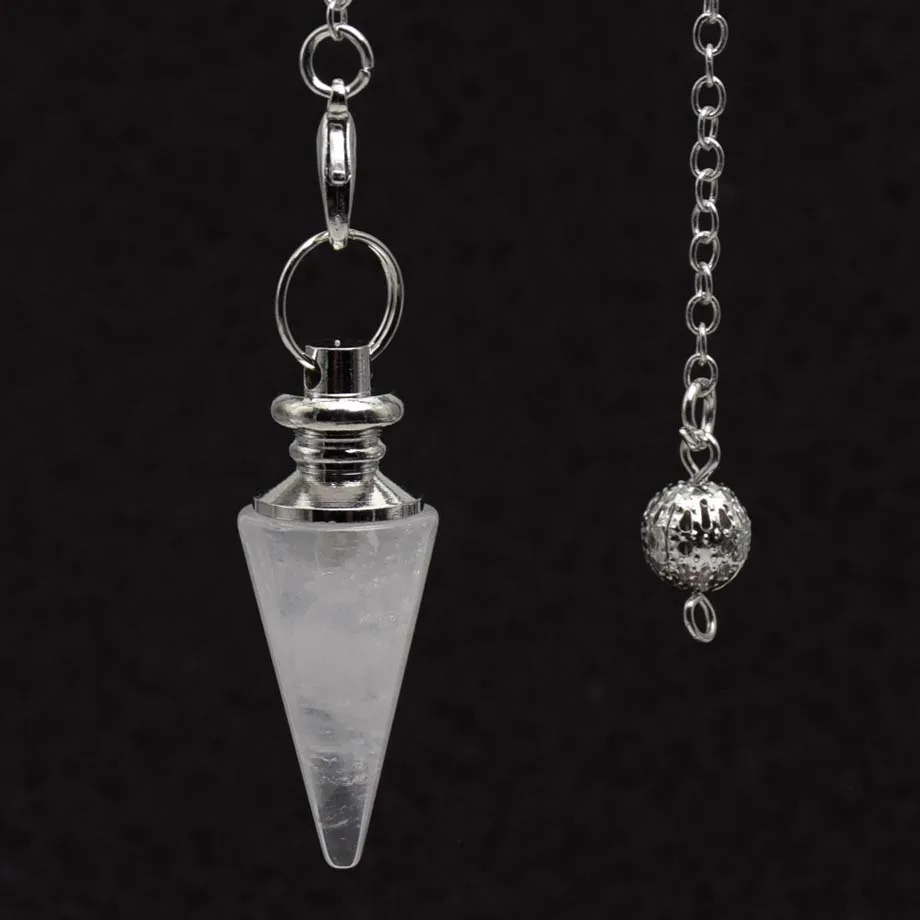 Natural Stone Amethysts Healing Pendulum for Dowsing Spiritual Divination Cone Crystal Conical Quartz Pendant Necklace Jewelry