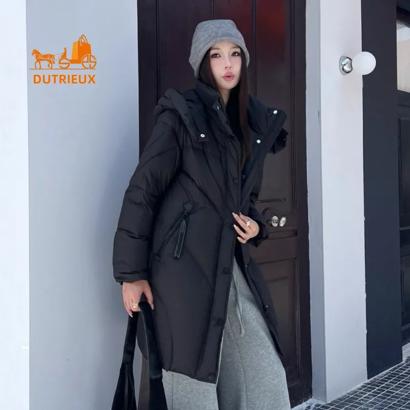 2025 New Winter Women Simple Mid-length Down Jacket, 90% Grey Goose Down, Thick Texture Elegant and Comfortable Warm Women Coat