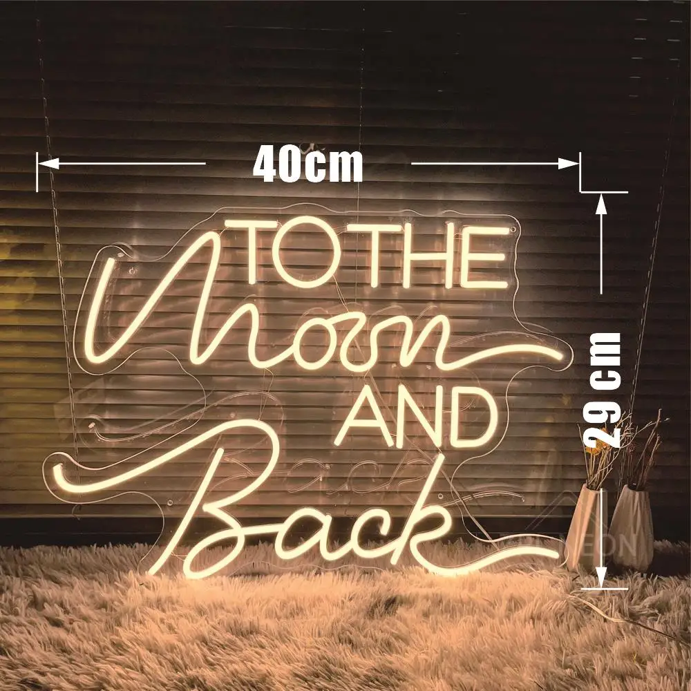 To The Moon And Back Neon Led Signs Wedding Decor Room Bedroom Decor Wall Hanging Neon Light Signs For Birthday Party Bar Cafe