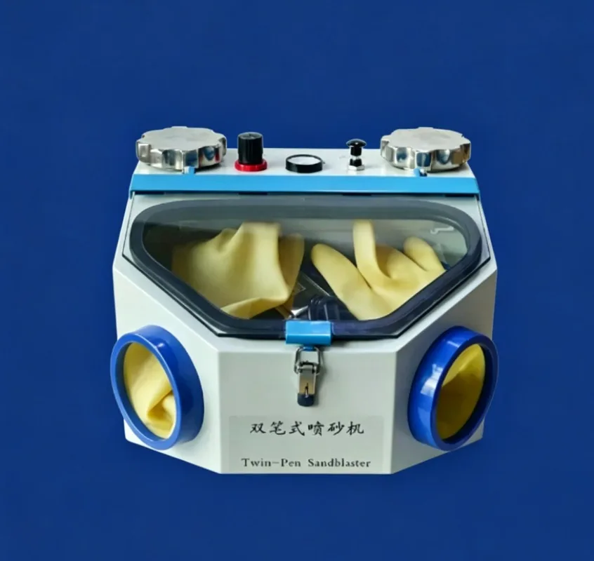 Dental Double Pen Sandblasting Box 220V 10W for Porcelain Crown Bracket Surface Treatment