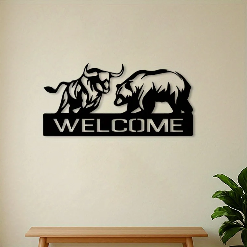 Bull & Bear Metal Wall Art, Finance Style Decor & Investor Gift