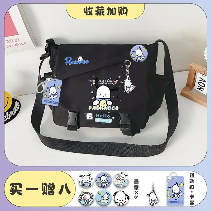 Sanrio-Bolso cruzado de lona portátil para niños y niñas, bolsa de un solo hombro para clase escolar, perro Pacha, nuevo