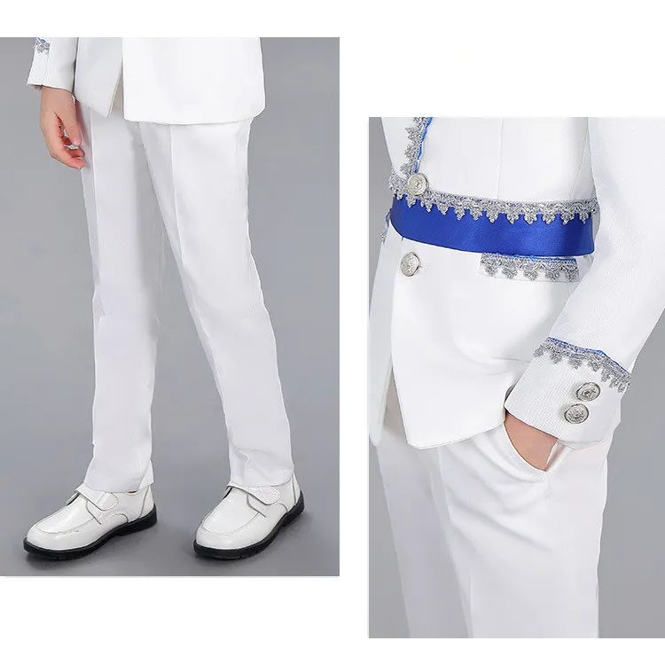 Kids White Court Stage Performance Costume European style Jacket Pants Clothing Set for Children's Day Boys Christmas Dress image 5