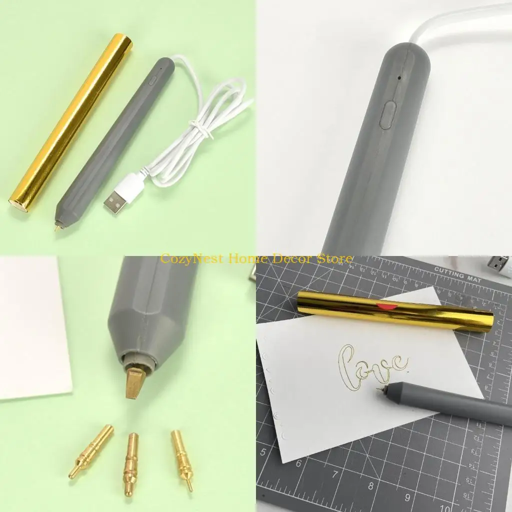 

92MF Foil Roll Hot Heated Foil Pen Set USB Heat Foil Pen for Scrapbooking Tool Kits