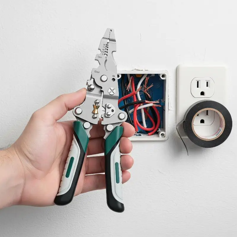 Foldable Wire Stripper Pliers Heavy Duty Multifunctional Portable Crimping Tool for Electrical Repair Work