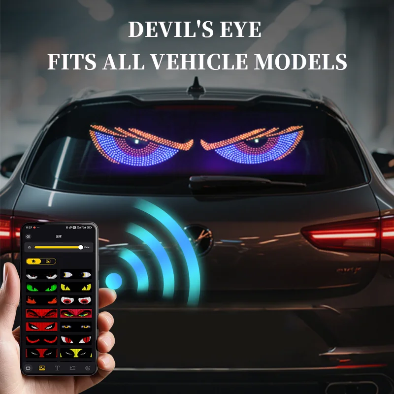 APP Automotive Matrix Pixel Panel RGBIC Truck DIY Text Animation Devil Eyes Rolling LED Screen Display Nigt Light
