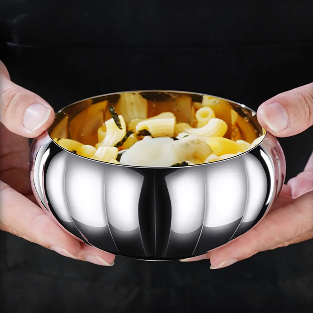 

Stainless Steel Pumpkin Bowl 20Oz Salad Fruit Dessert Serving Bowl For Kitchen Party Daily Use Food Accessories