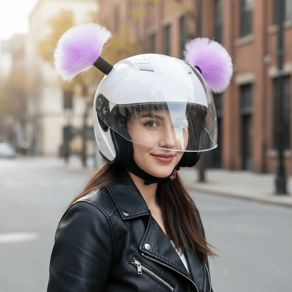2Pcs/Set Self-adhesive Motorcycle Helmet Braids Creative Removable Motorcycle Helmet Bun Head 3D Cute