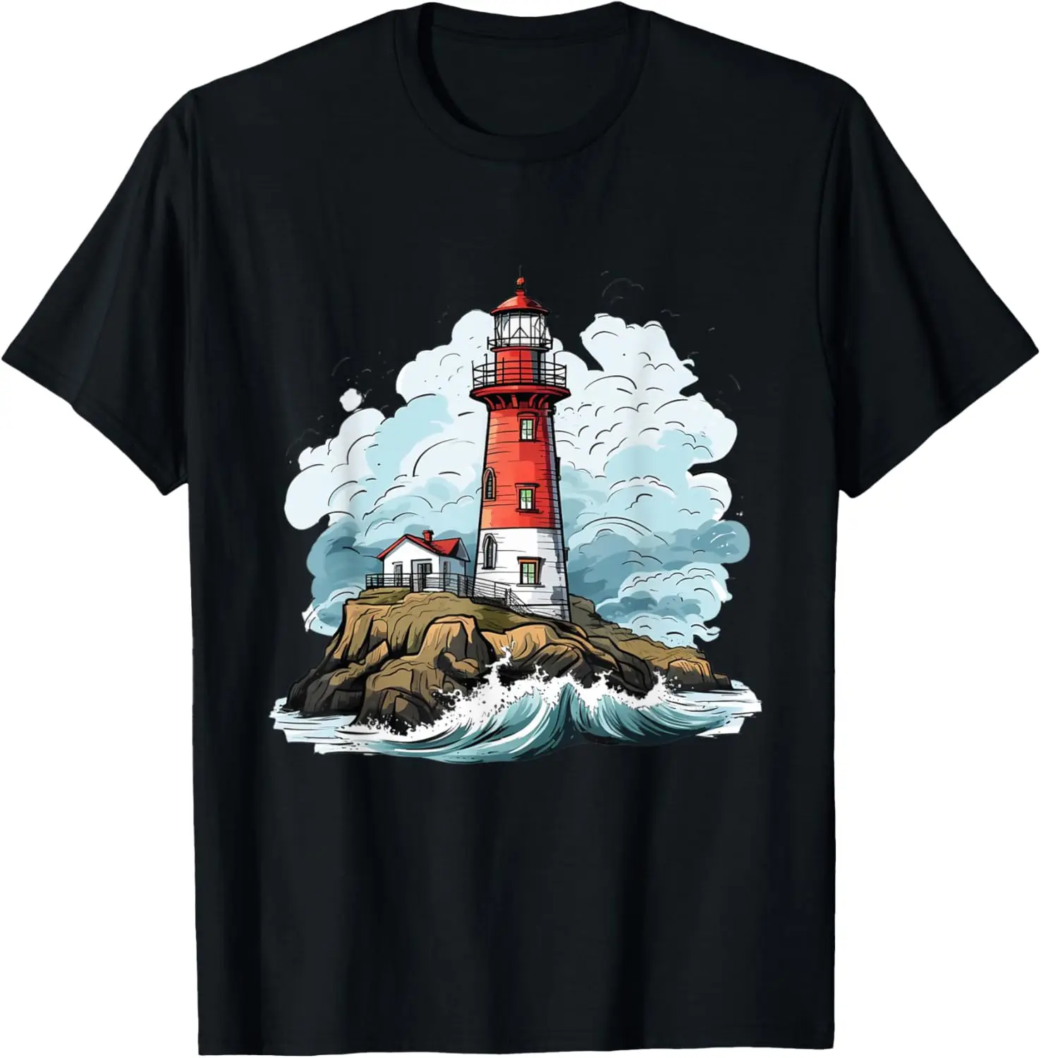 

Lighthouse Seaside House Sailing Sea Beach Life Boating T-Shirt