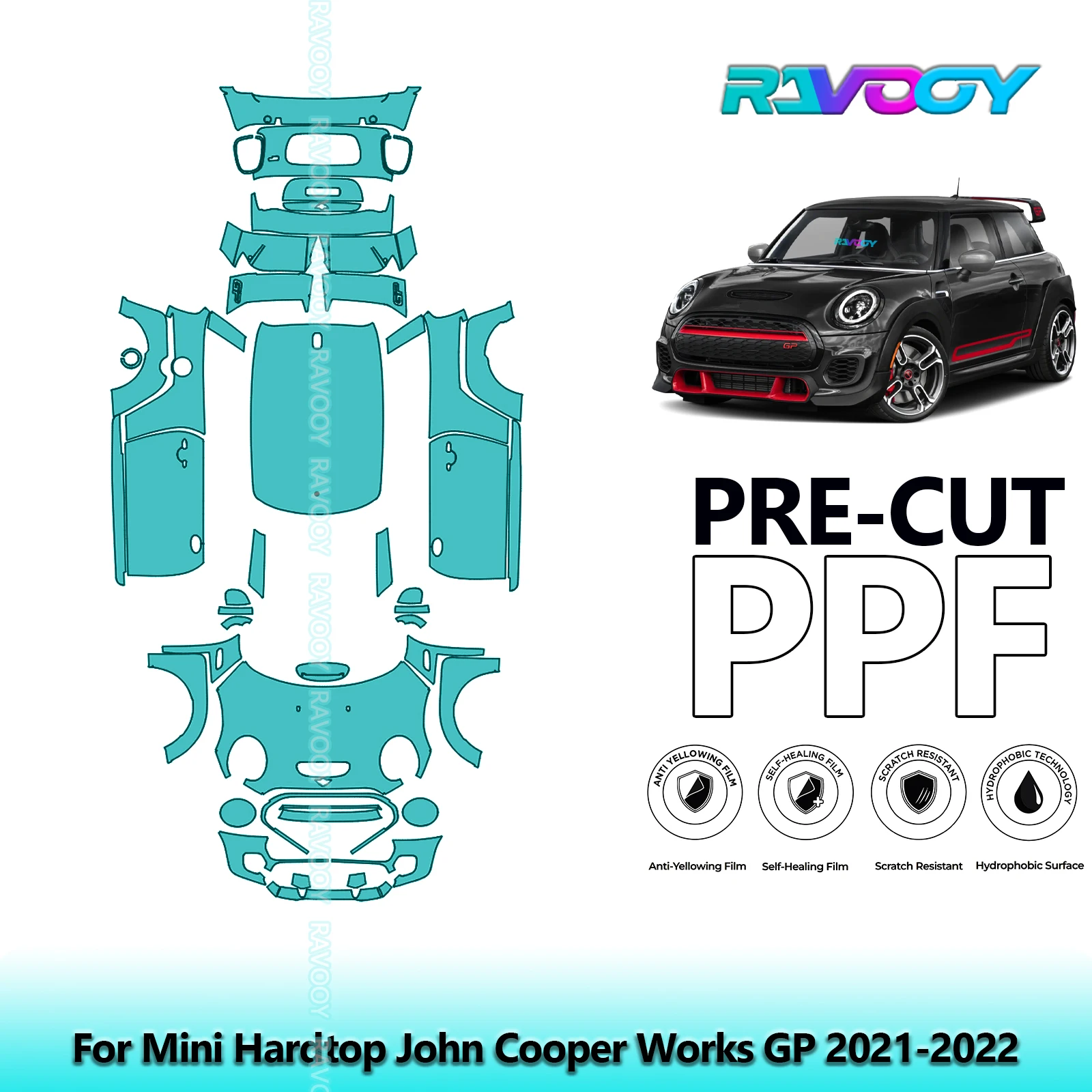 

8.5Mil Precut PPF Paint Protection Film Full Vehicle Clear Bra For Mini Hardtop John Cooper Works GP 2021-2022