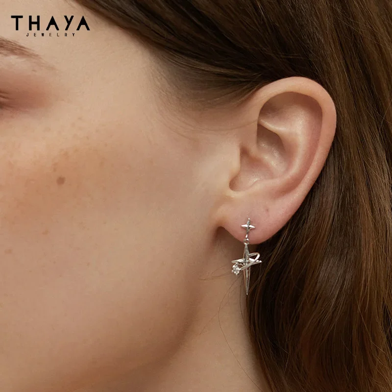 Thaya S925 Streling Silver Women Earrings Asymmetrical Fashion Earrings For Women 2024 Trending Engagement Party Fine Jewelry