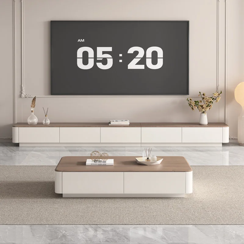 

Luxury Modern Solid Wood TV Stand with Storage Cabinets and Shelves for Living Room Furniture Television Media Console