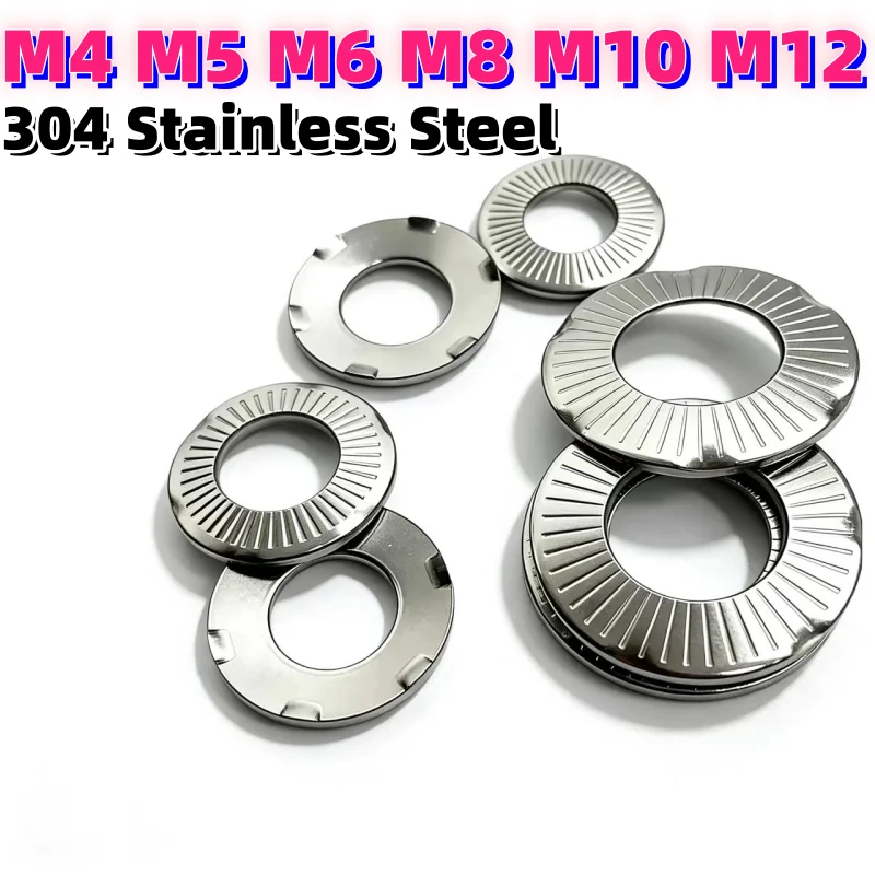 M4 M5 M6 M8 M10 M12 304 Stainless Steel Bridge Claw Grounding Knurl Butterfly Anti-loosening Lock Washers Anti Slip Gasket