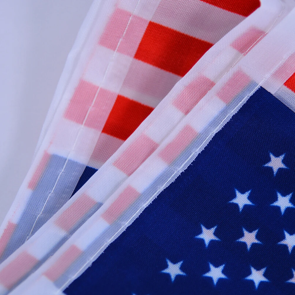 

7M American Flag Banner Polyester Patriotic Garland for Independence Day USA Bunting Flags