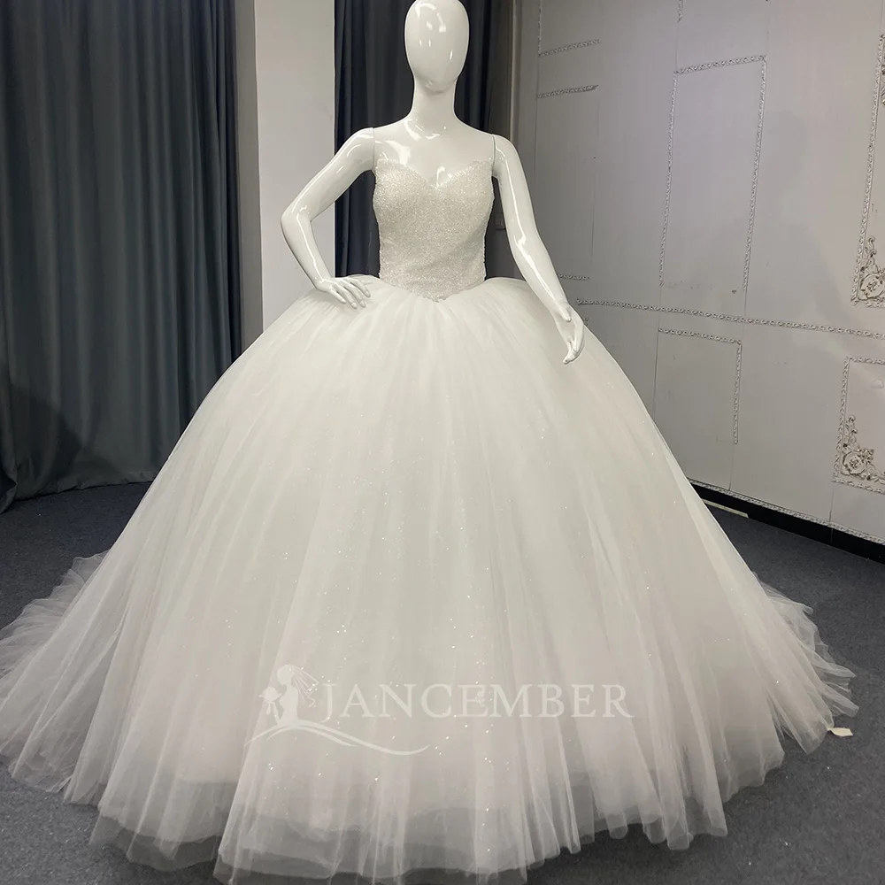 

Customized Princess Strapless Wedding Dress For Women Ivory Glitter Sleeveless Vintage Bride Bridal Ball Gown свадебное платье