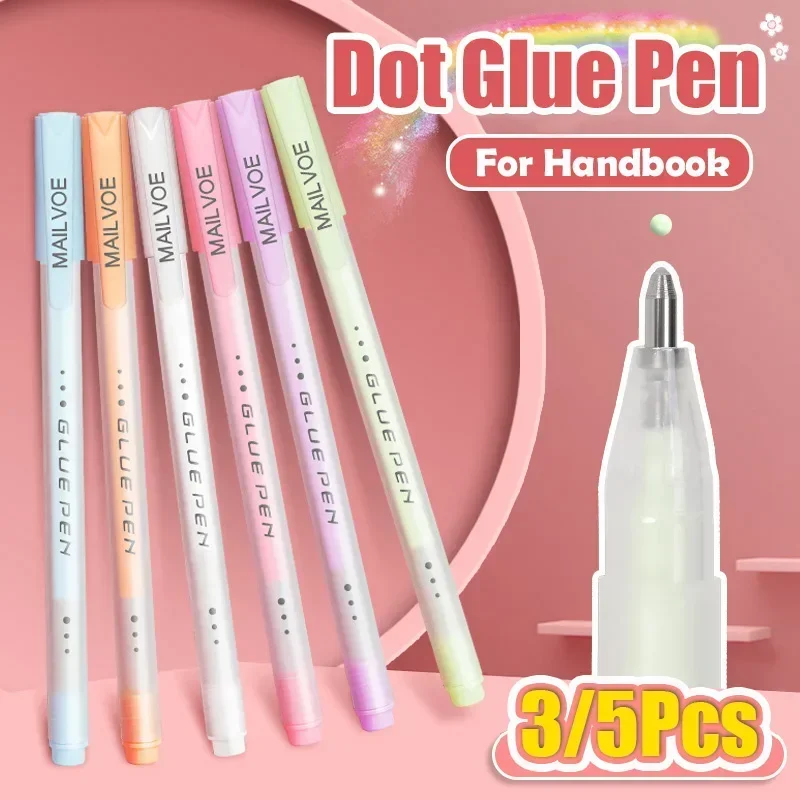 5Pcs Glue Pen Candy Color Quick-Dry Dot Glue Sticks High Viscosity Dispensing Pen Cute Paper Glue School Stationary