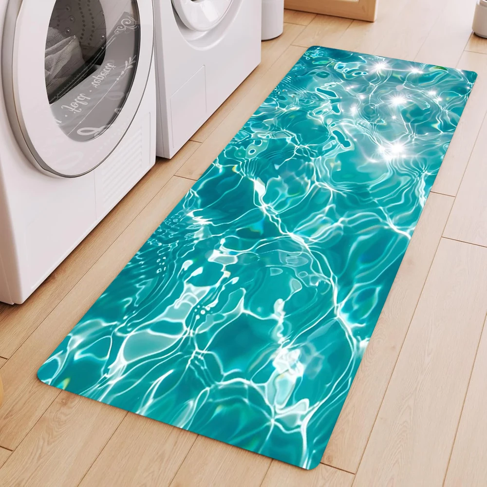 Sommer Cool Sea Wave Bodenmatte Wohnzimmer Schlafzimmer Teppich Küchenmatte Urlaub Zuhause Teppich Flur Teppich Rutschfeste ultralange Gangmatte