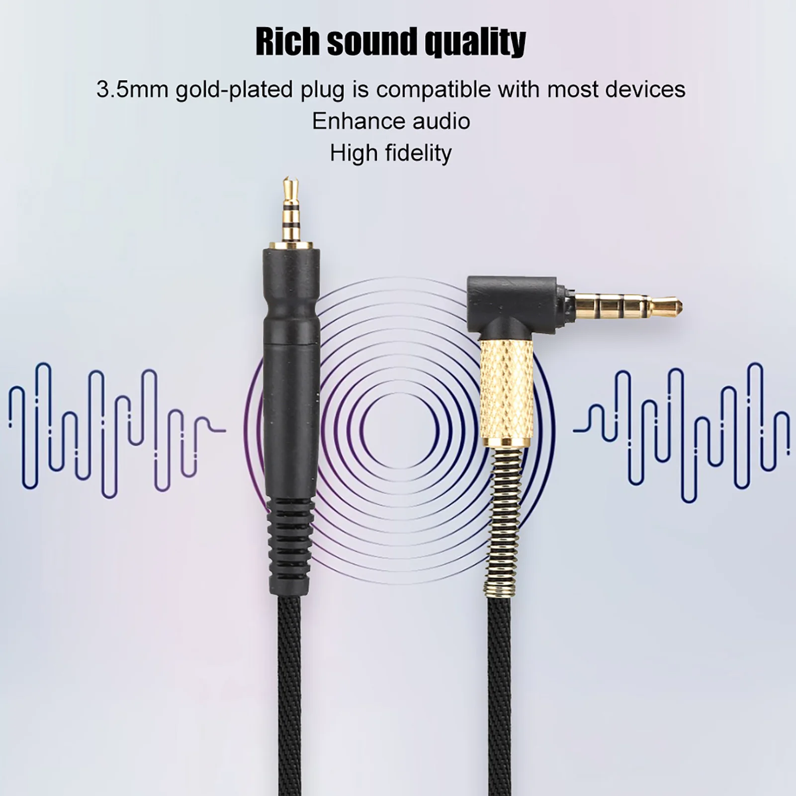 Cabo de fone de ouvido para jogos, cabo de fone de ouvido para sennheiser g4me one/pc 373d/pc37x gsp350 / 500 / 600, linha de fone de ouvido para jogos