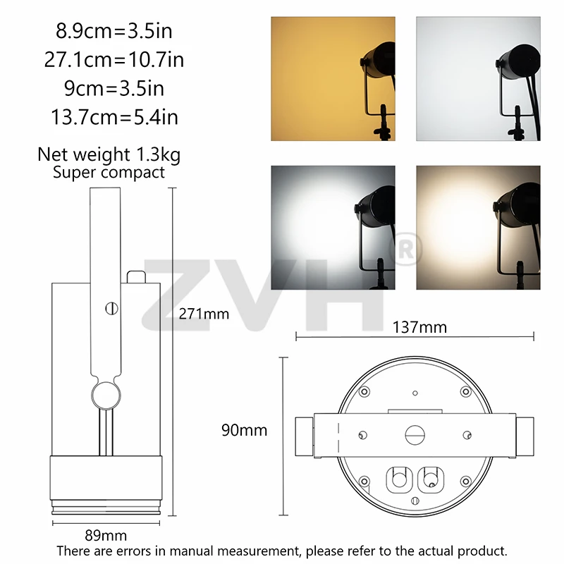 Portable Mini 40W Led Fresnel Spotlight with Barn Door 10°- 60° Large Range Zoom Bi-color Studio Video Lamp for Stage Lighting