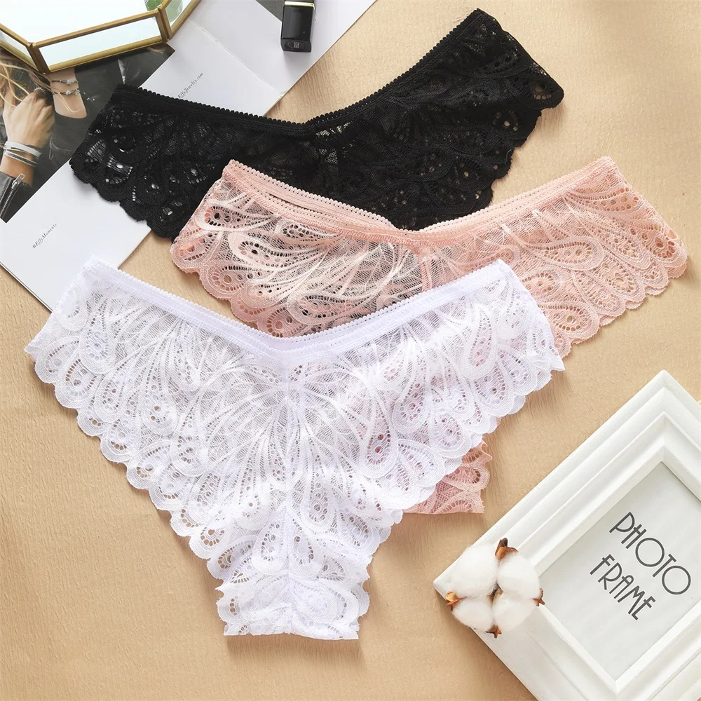 

VKME Women Lace Thong G-string Panties Sexy Floral Underwear Transparent Women's Panties Female Underpants Lingerie