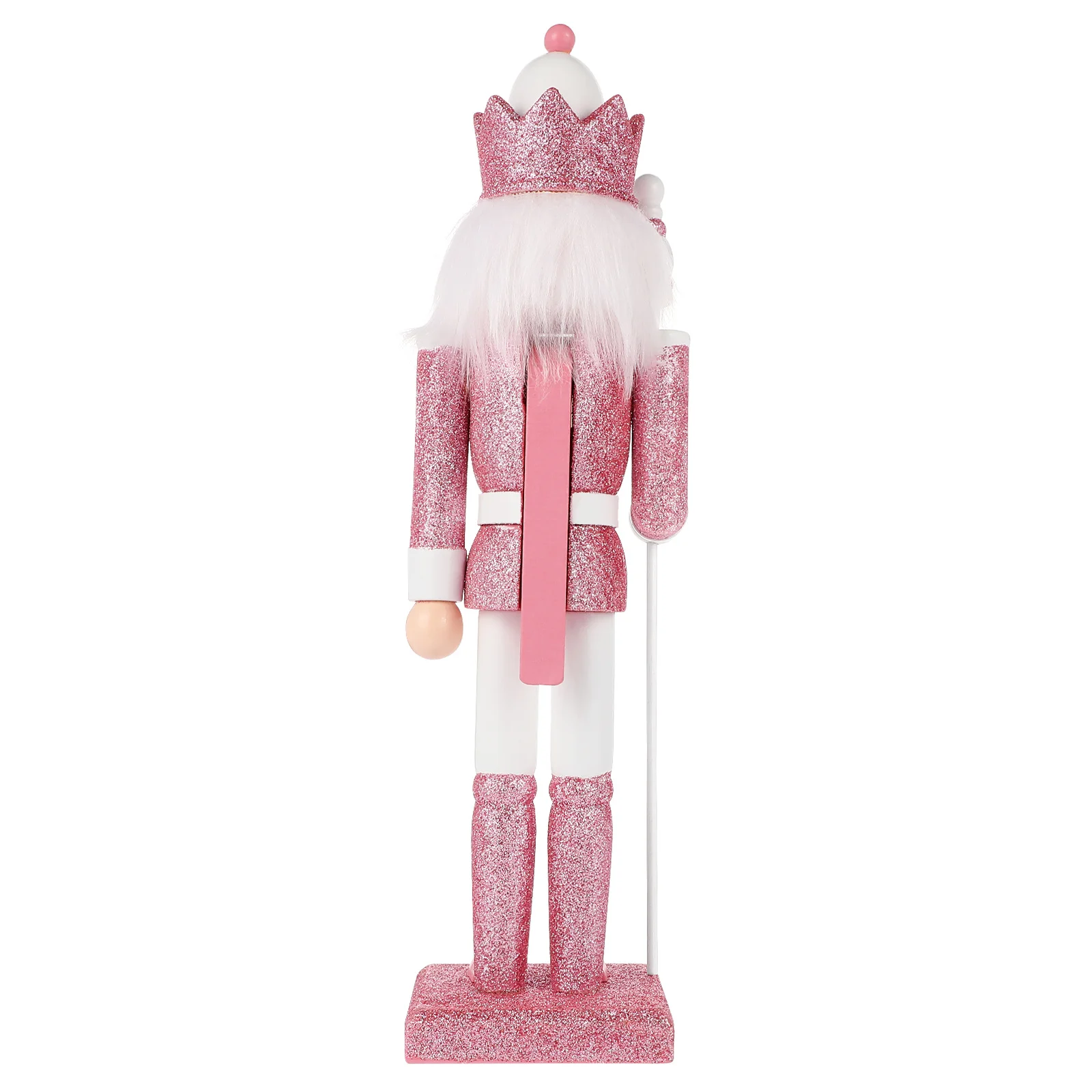 

Pink Wooden Nutcracker Figure Traditional Christmas Soldier Ornament Holiday Decor Glitter Craft Home Party Decoration