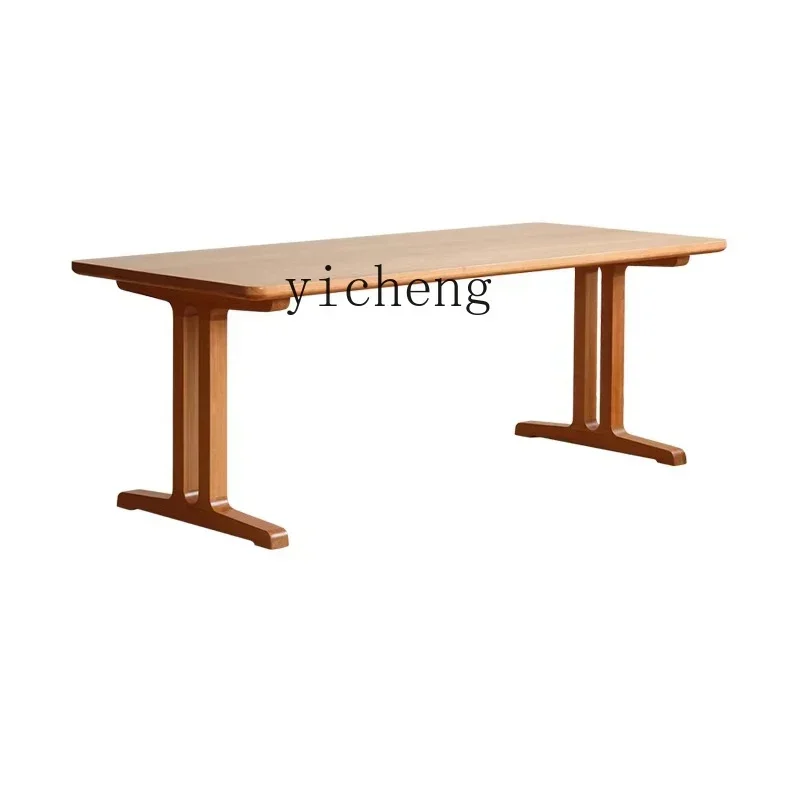 B6 zz-23  Living Room Large Long Desk Workbench Solid Wood Large Board Home Study Office Cherry Wood Dining Table Double Desk