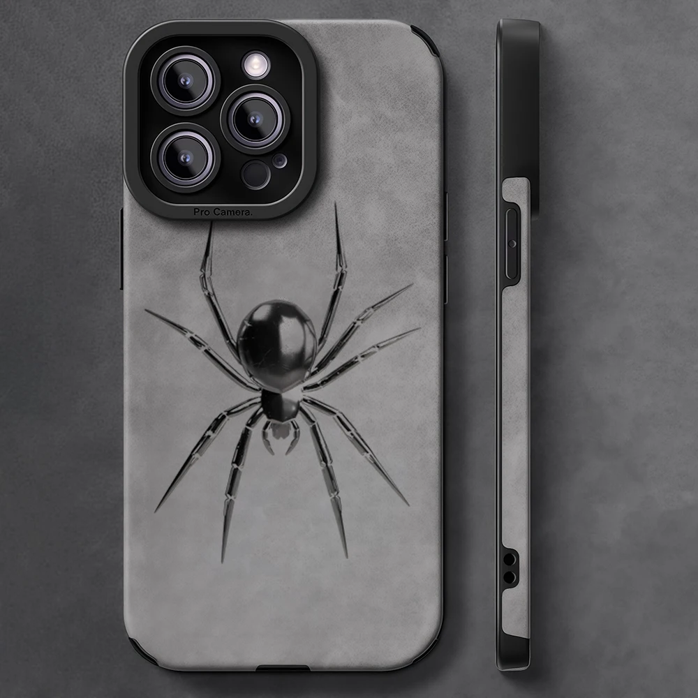 

Роскошный противоударный чехол для телефона из овечьей кожи для IPhone 17 16 Pro Max Air 15 14 13 Max Spider