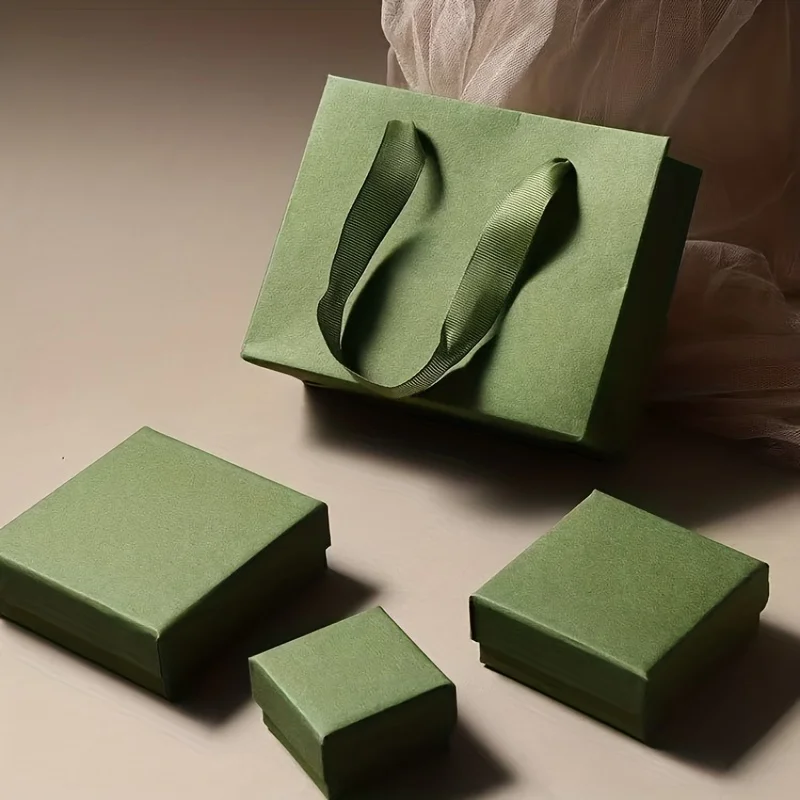 5 Stück große grüne Retro-Geschenktüten – elegant und Design, für Hochzeiten, Partys, Schmuckaufbewahrung | Einkaufs-/Taschen- und Verpackungsbox aus Papier – Detail 6
