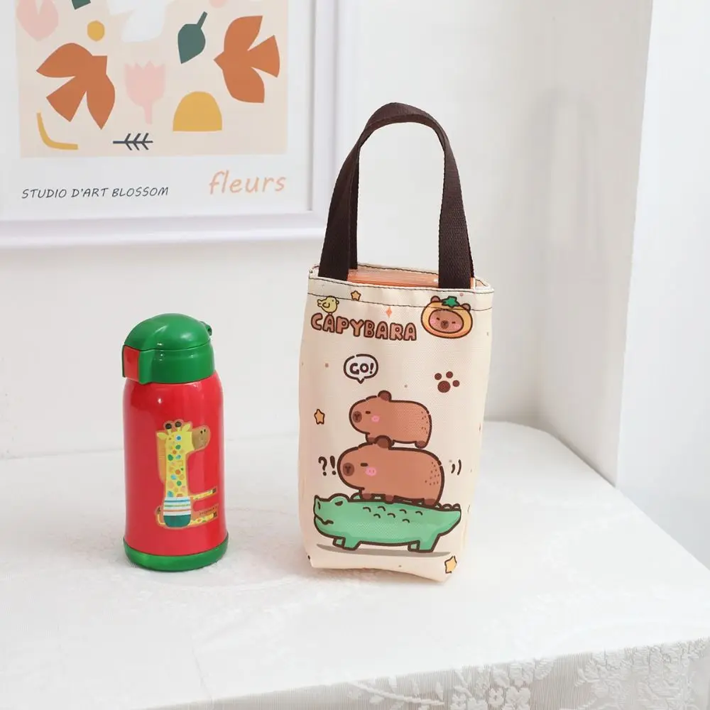 Cute Handbag Capybara Canvas Bag Children Bag Messenger Bag Cartoon Water Cup Bag Water Cup Storage Bag Umbrella Storage