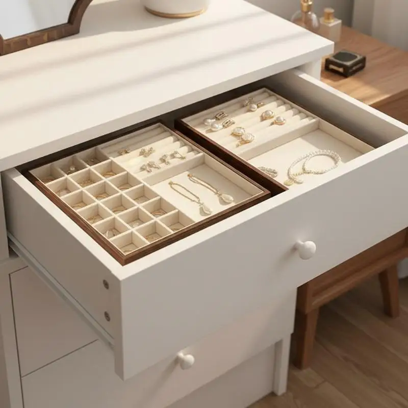

1 Pcs Walnut Color Jewelry Display Box Storage Cover For Rings Necklaces Earrings High-End Small Hand Solid Wood Jewelry Box