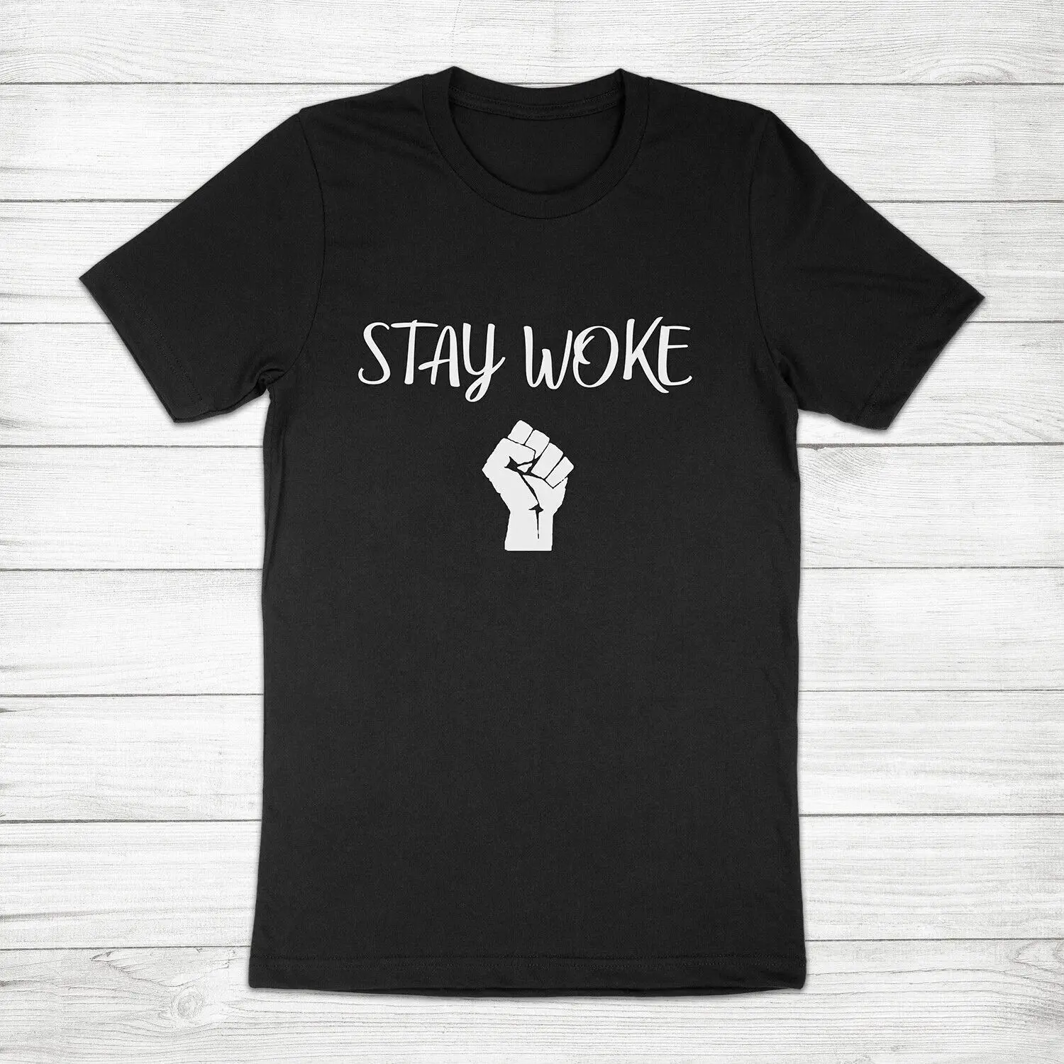 

Stay Woke Black Lives Matter Fist BLM No Justice No Peace Symbol Unisex T-shirt