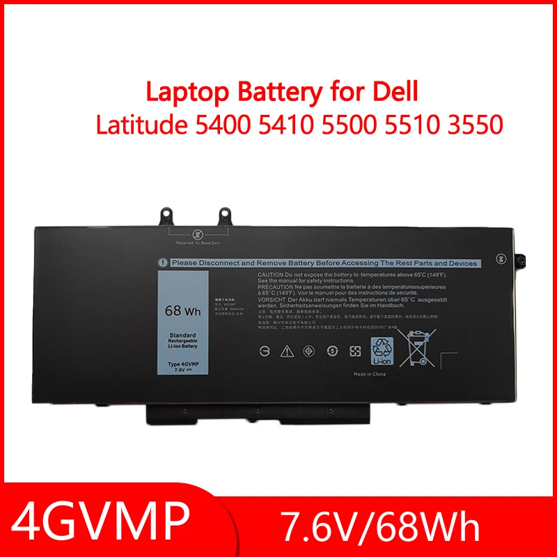 

Laptop Battery 4GVMP for Dell Latitude 5400 5500 5410 5510 E5400 E5500 Inspiron 7590 7591 7791 2-in-1 Precision 7.6V 68Wh