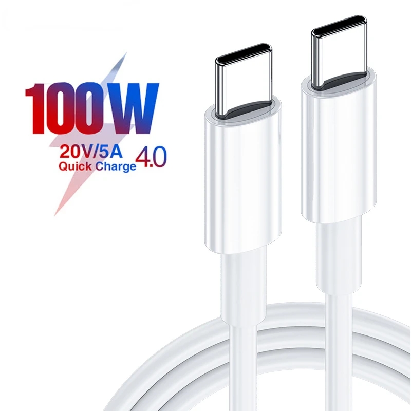 Cable de datos de carga rápida para Huawei, Samsung, Xiaomi, LG, Macbook, iPad, tipo C a tipo C, 100W, PD, USB C a USB tipo C