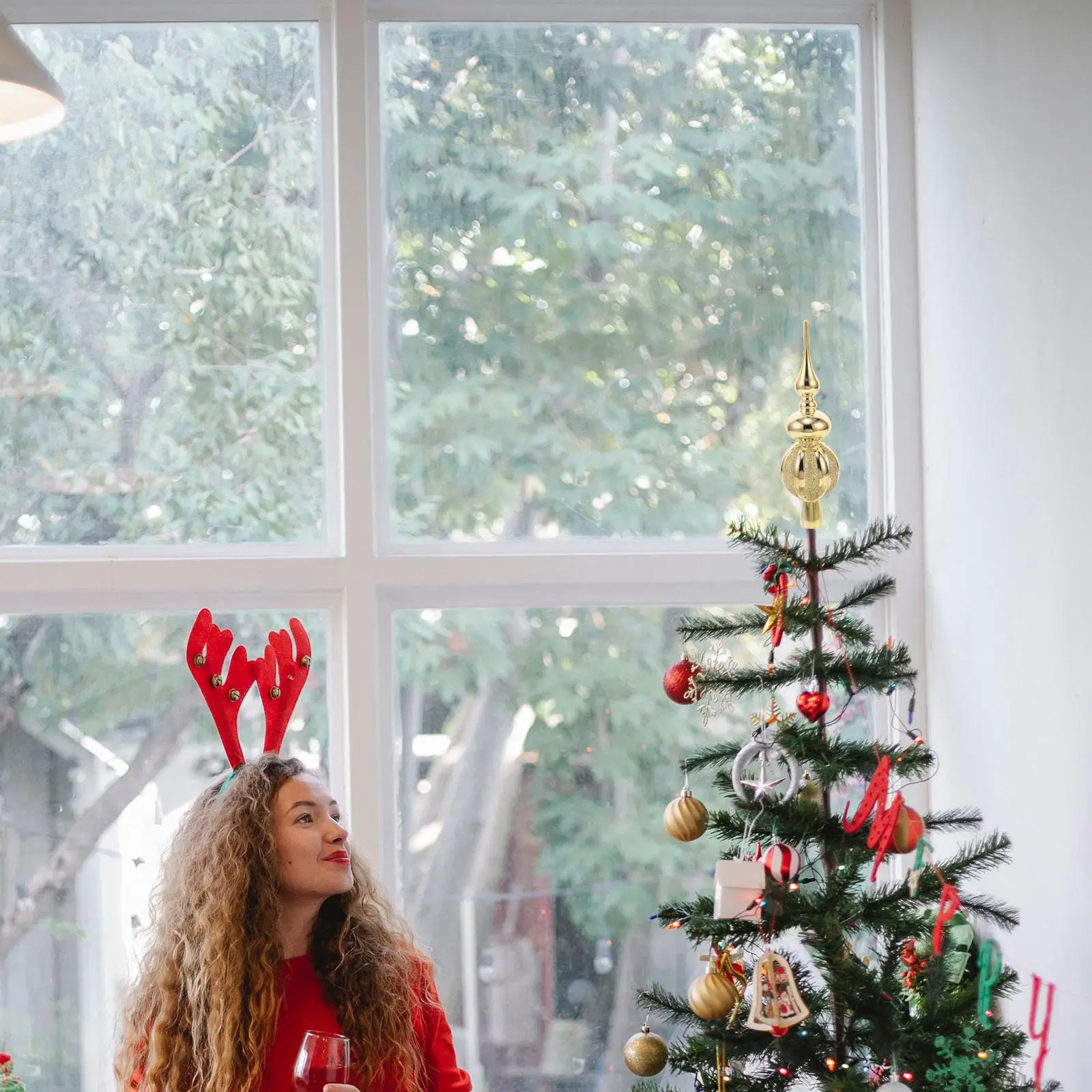 Topper de árvore de Natal da moda antiga, toppers de plástico, decorações douradas, pai