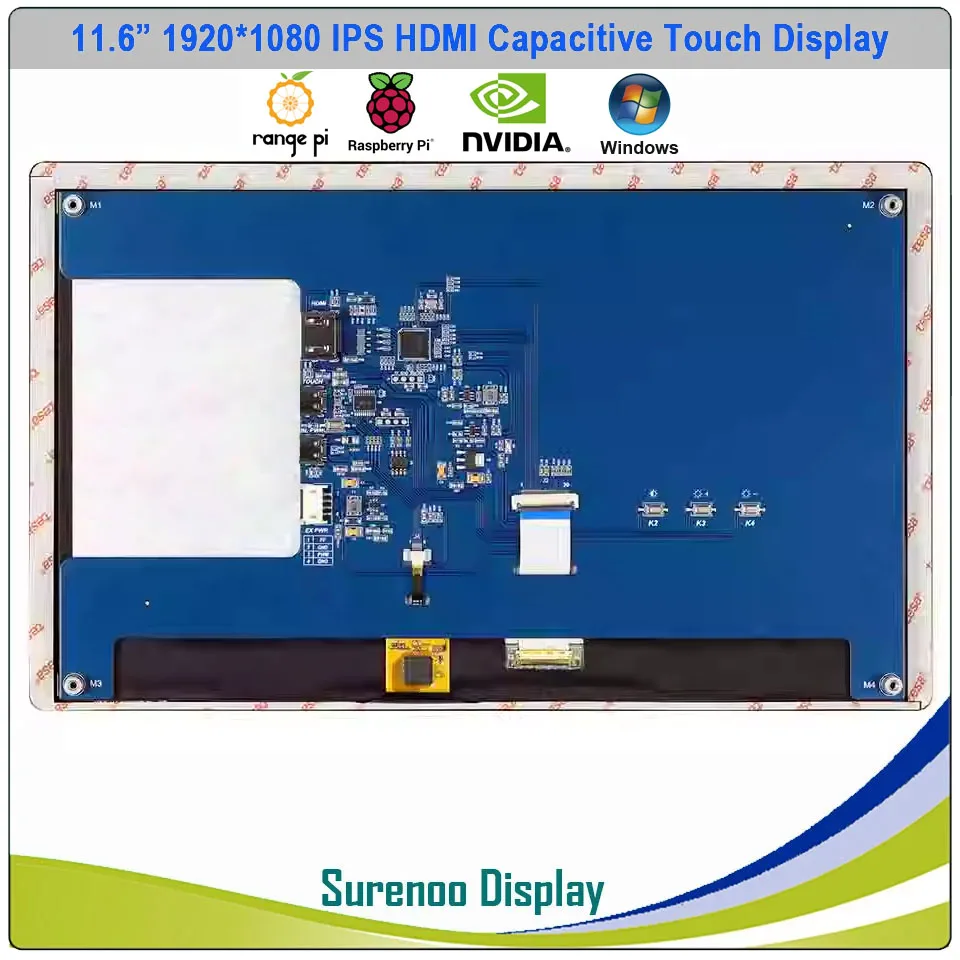 Imagem -03 - Monitor de Exibição do Módulo Lcd Compatível com Hdmi Tela Ips Usb tipo c Painel de Toque Capacitivo 5v 11.6 1920x 1080p