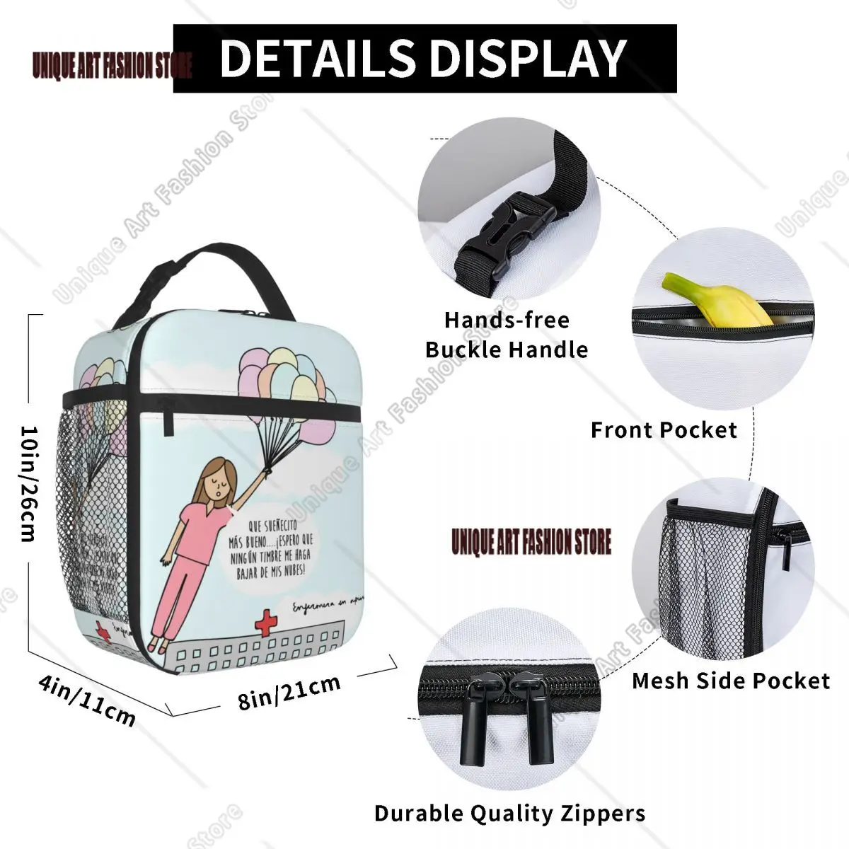 Enfermera En Apuros Doctor Nurse Medical Insulated Lunch Bag for Women Waterproof Cooler Thermal Lunch Tote Office Picnic Travel
