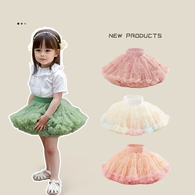 

Girl skirts Fashion mesh Rainbow tutu skirt Little child princess skirt for girls kids clothing fashion baby girls skirts