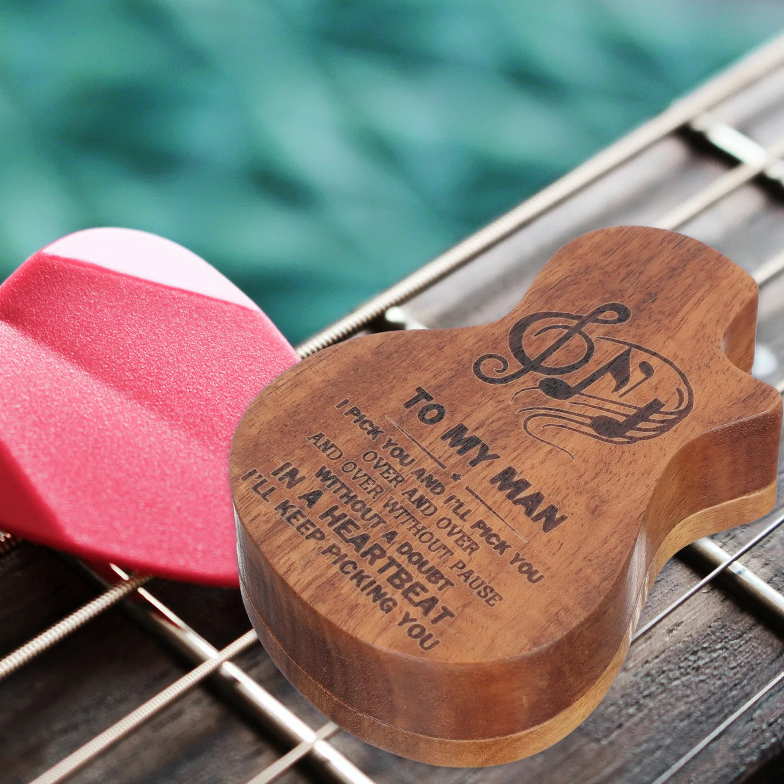Premium Wooden Guitar Pick Case Plectrum Storage Box Organizer for Guitarists Wide Applicability Travel School Concert Music