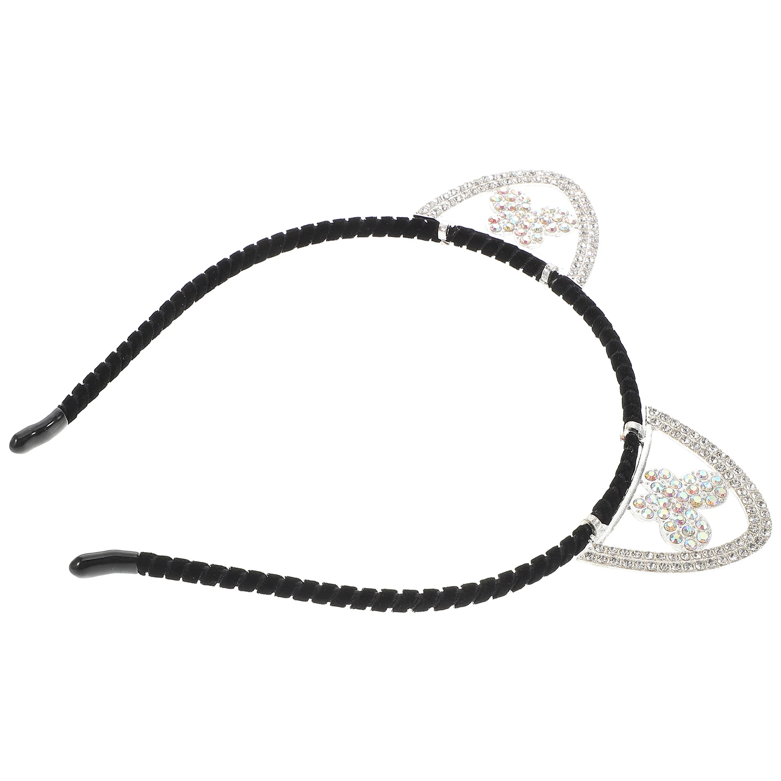 

Cat Ears Headband Alloy Rhinestone Butterfly Hair Accessories Black Zinc Lightweight Party Wedding Birthday Costumes Hair Tools