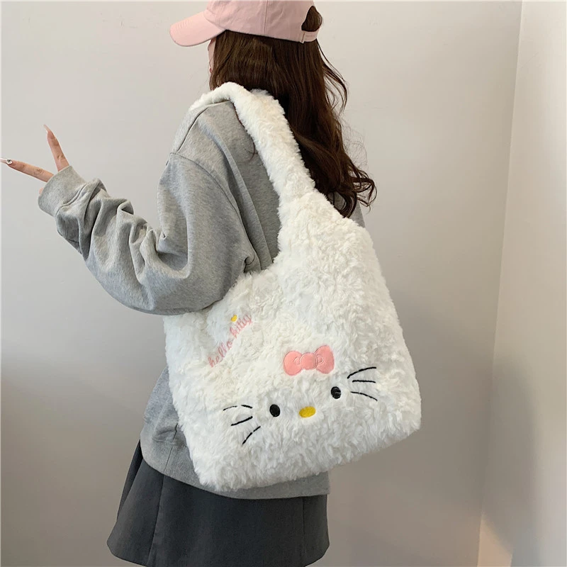 Kawaii Sanrio Hello Kitty Women Shoulder Bags Cute Cat Cartoon Fashion Y2K Large Capacity Tote Handbag Festivals Gifts Women