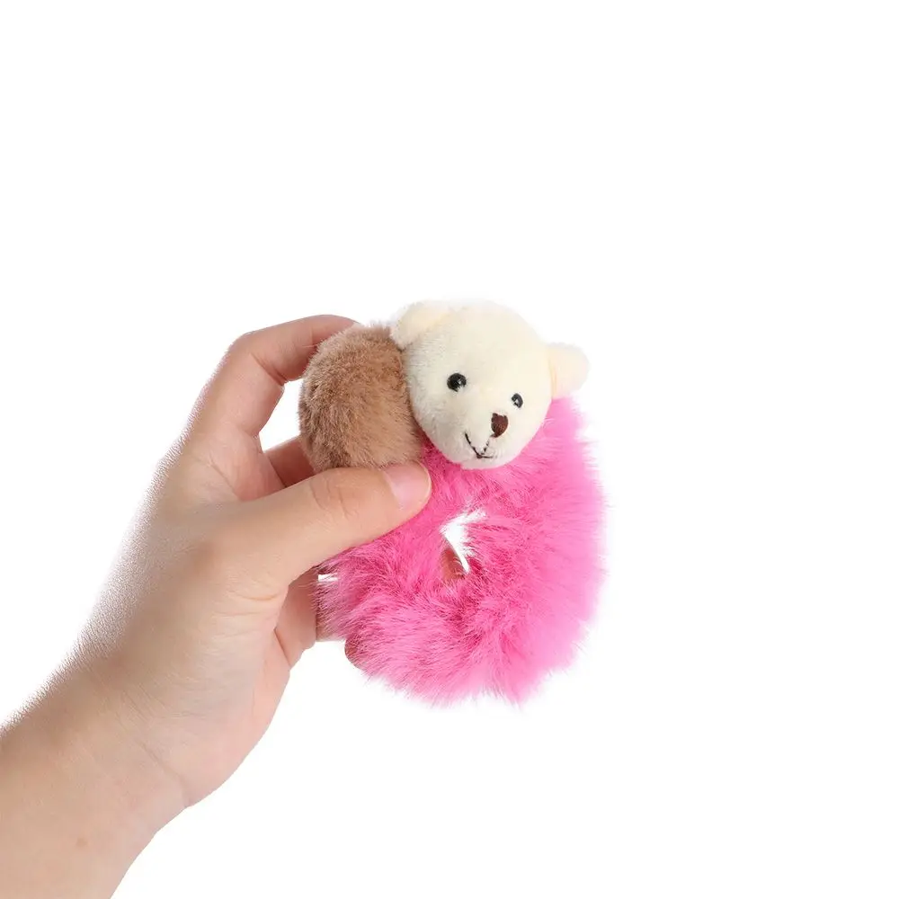 Модные резинки для волос для девочек, эластичные милые плюшевые резинки с медведем, держатель для хвоста, веревка для волос, аксессуары для волос