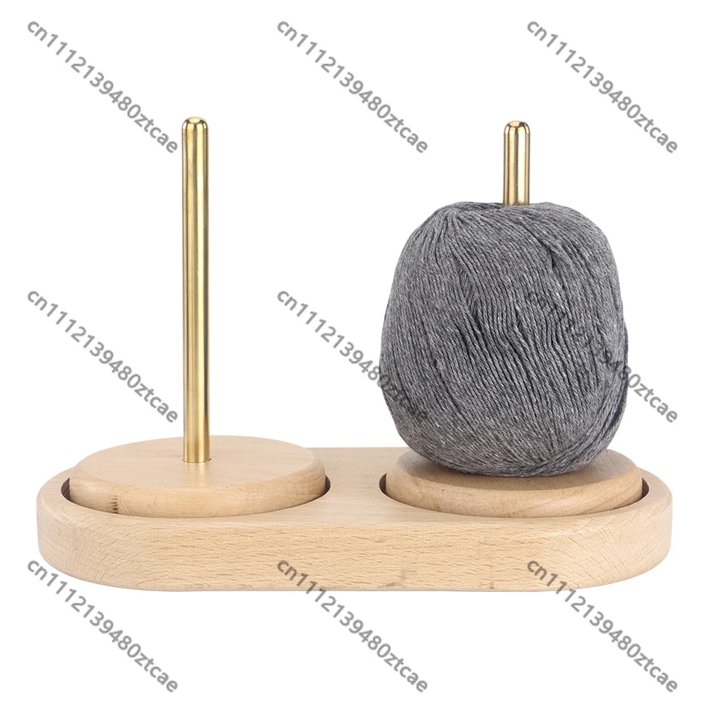 Double Wood Yarn Spinner Spool Holder Winder Tabletop Thread Stand For Knitting Crochet DIY Art Project