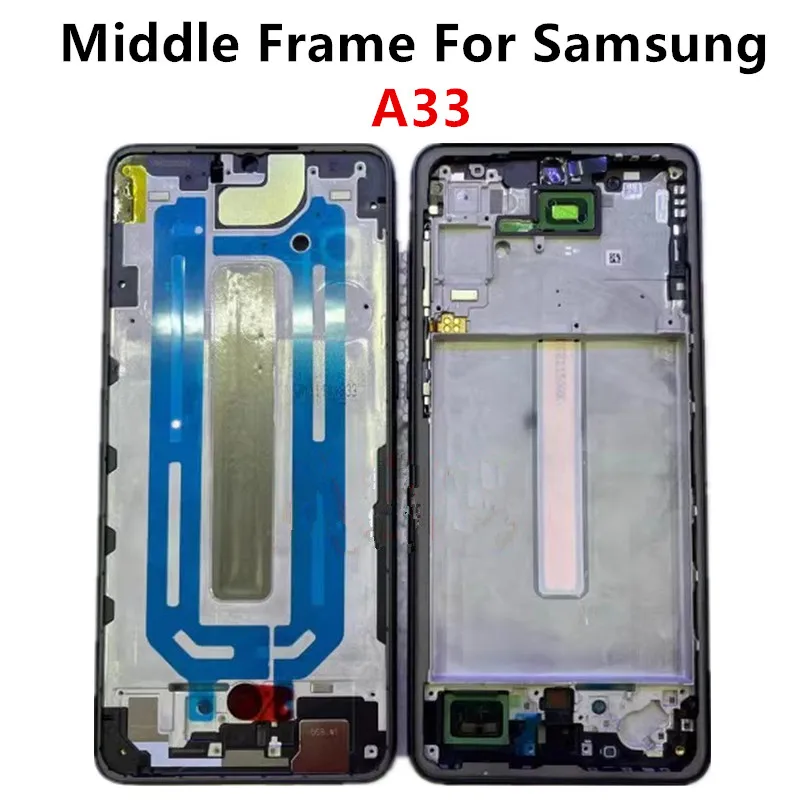 A336 For Samsung Galaxy A33 5G Middle Frame Housing Board LCD Faceplate Bezel Replace Repair Parts + Side Buttons